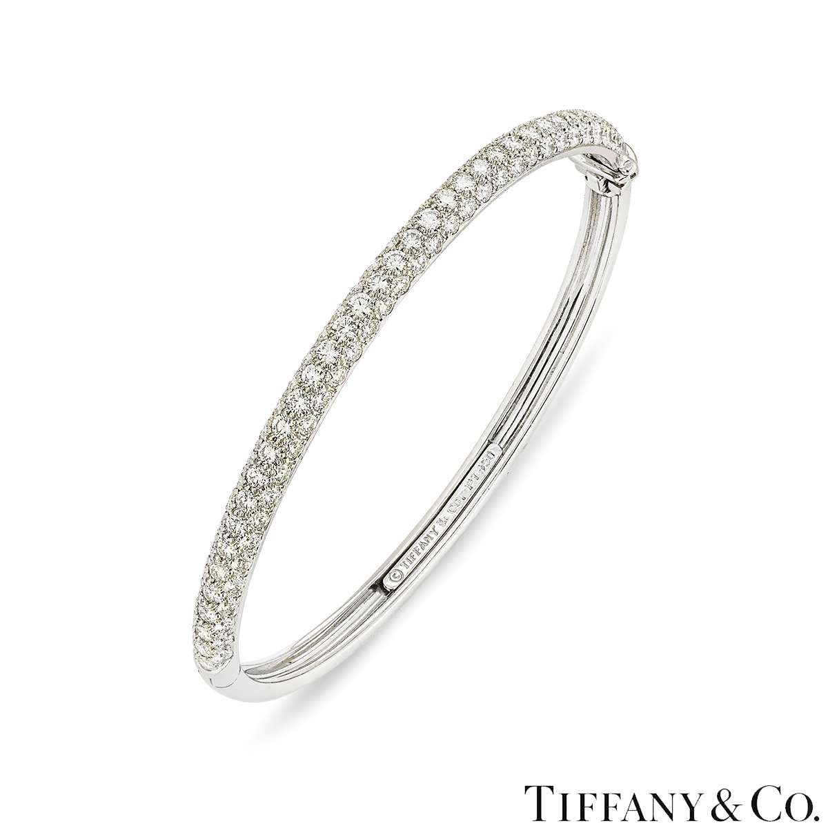 Tiffany & Co. Platinum Three Row Diamond Bangle 2.30ct TDW